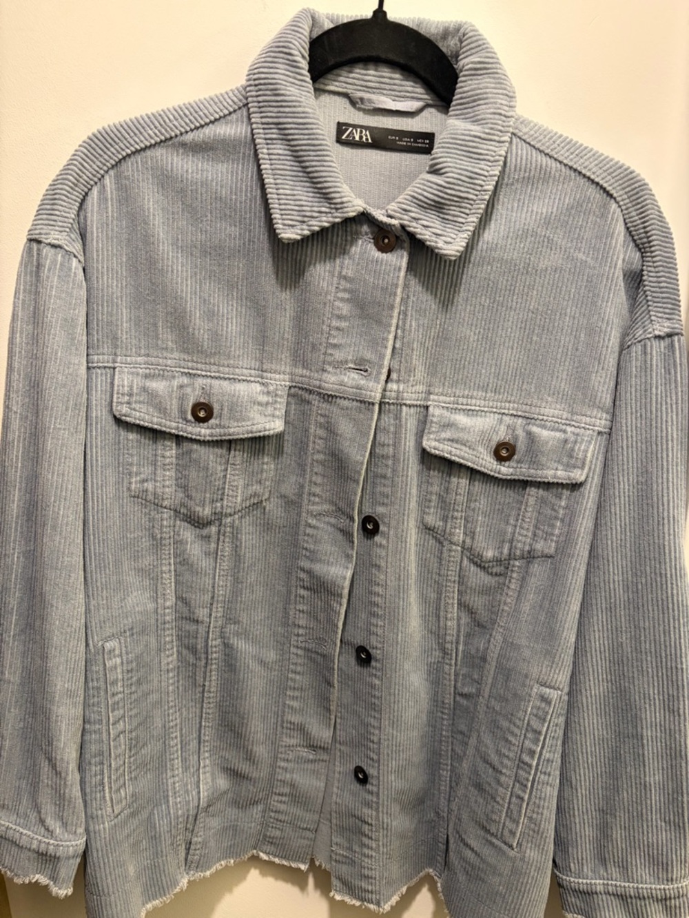 Zara Pale Blue Corduroy Shirt Jacket